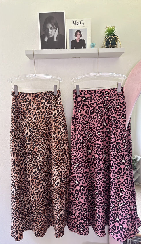 Latest Trendy Animal Print Satin A-Line Skirts